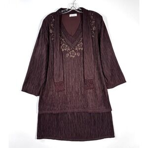 Jamie Nichole 2pc Top Skirt Set 3XL Brown Textured Flowy Boho USA Chocolate Y2K